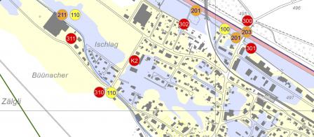 Auf dem Interventionsplan sind die Nummern der Auftragskarten am Ort der jeweiligen Intervention dargestellt.